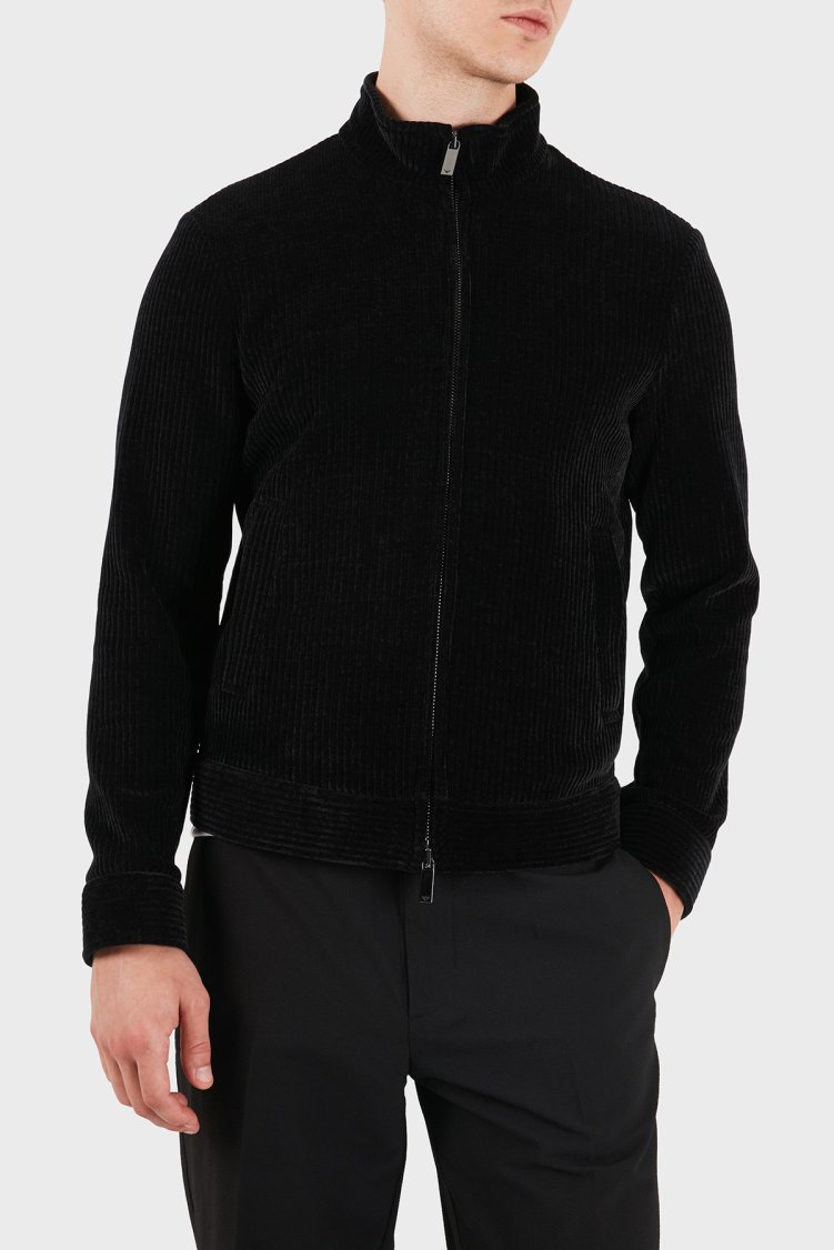Emporio Armani Regular Fit Dik Yaka Fermuarlı Erkek Ceket EM007378 TE23228 UC001 Siyah - Emporio Armani