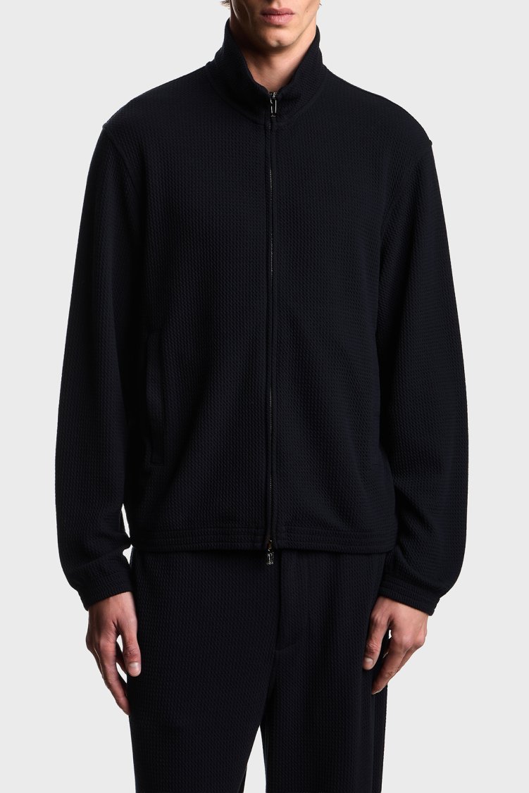 Emporio Armani Regular Fit Dik Yaka Fermuarlı Erkek Sweat EM005042 AF23623 UB118 LACİVERT - Emporio Armani