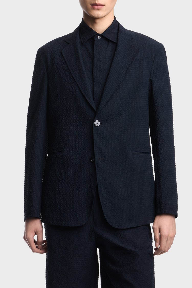 Emporio Armani Regular Fit Düğmeli Kruvaze Yaka Erkek Ceket EM005801 TE20392 UB109 LACİVERT - Emporio Armani