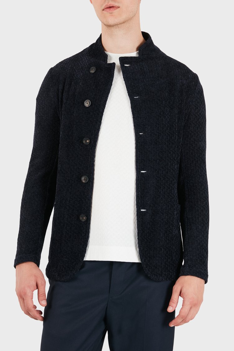 Emporio Armani Regular Fit Klasik Yaka Düğmeli Erkek Ceket EM000144 TE22966 UB109 Lacivert - Emporio Armani
