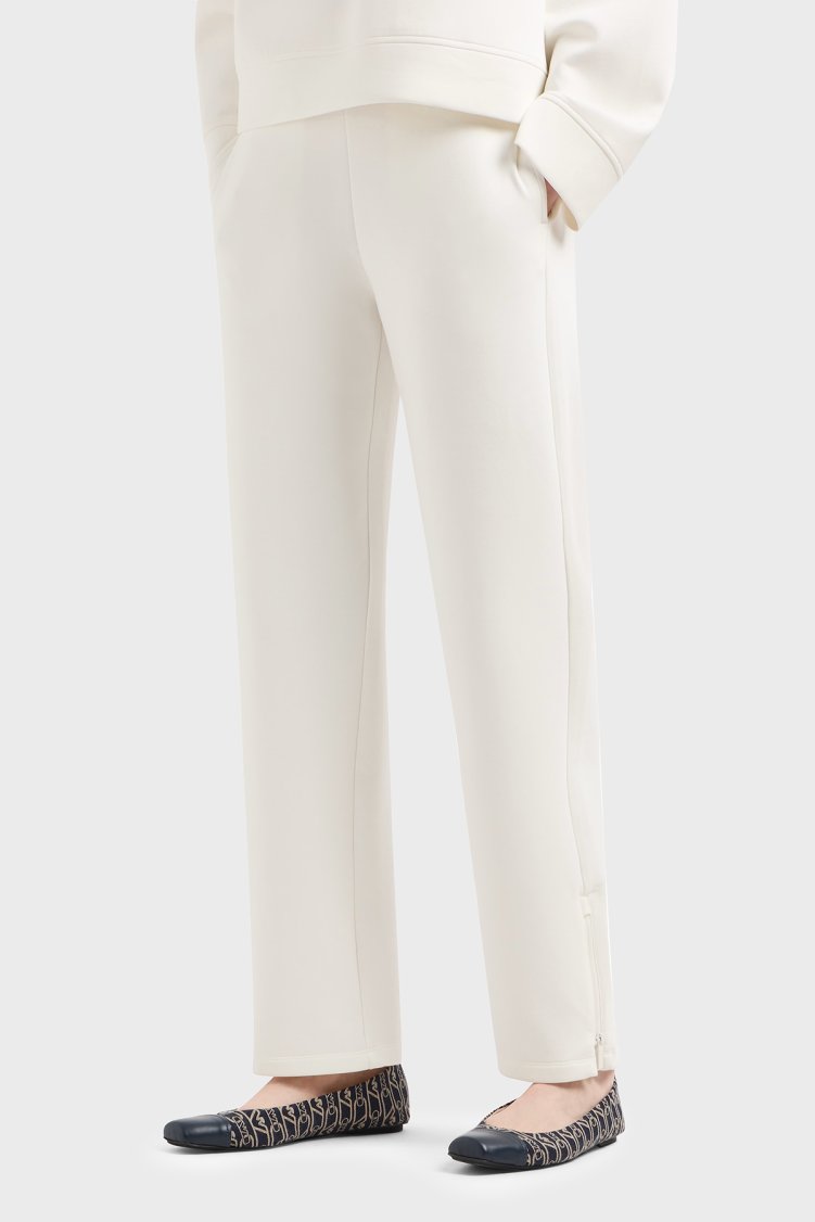 Emporio Armani Regular Fit Lastikli Bel Düz Paça Kadın Pantolon EW000484 AF10002 U0006 BEYAZ - Emporio Armani (1)