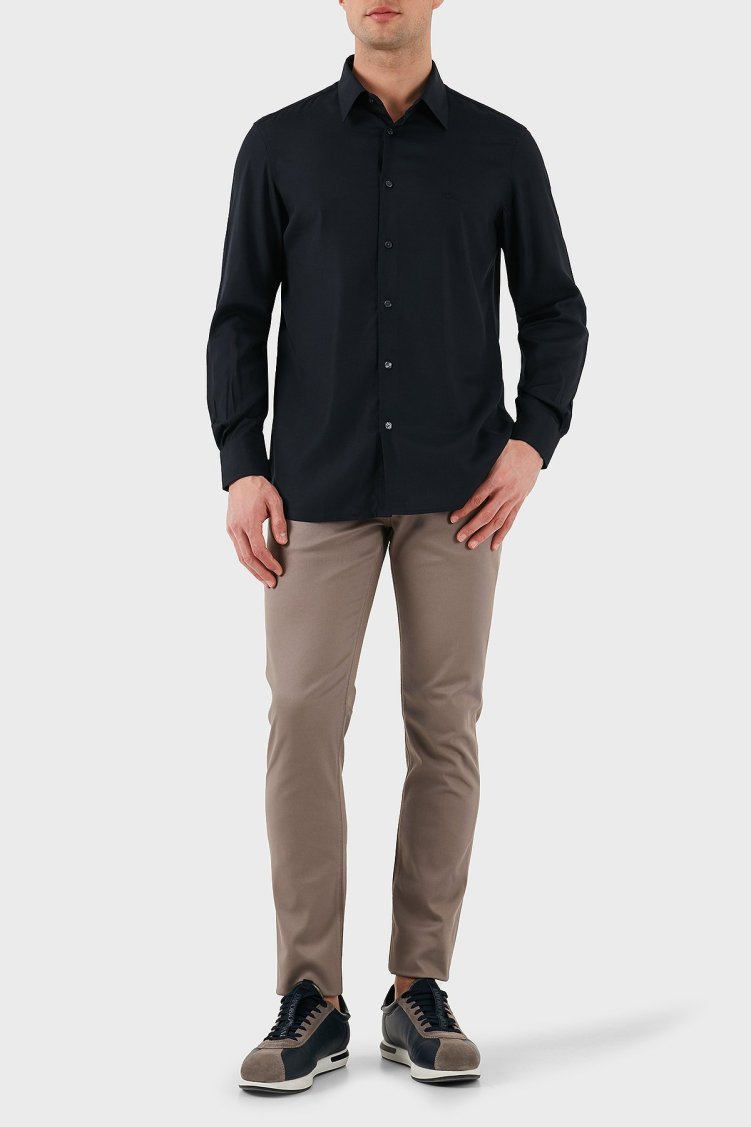 Emporio Armani Regular Fit Logolu Erkek Gömlek EM001537 AF14214 UB118 LACİVERT - Emporio Armani (1)