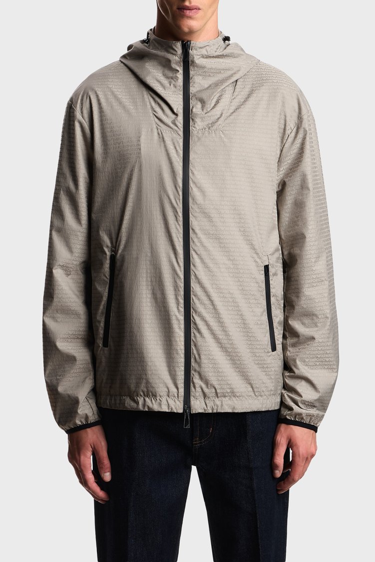 Emporio Armani Regular Fit Logolu Kapüşon Yaka Erkek Mont EM004952 AF15384 U8049 VİZON - Emporio Armani