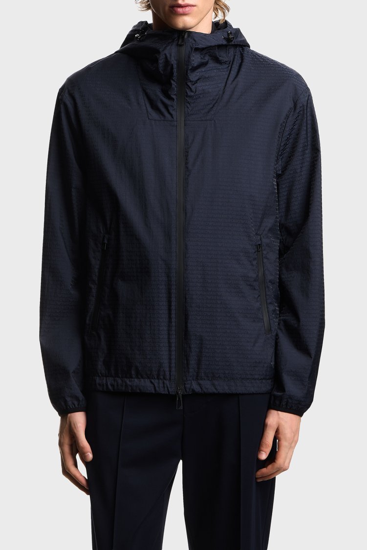 Emporio Armani Regular Fit Logolu Kapüşon Yaka Erkek Mont EM004952 AF15384 UB118 LACİVERT - Emporio Armani