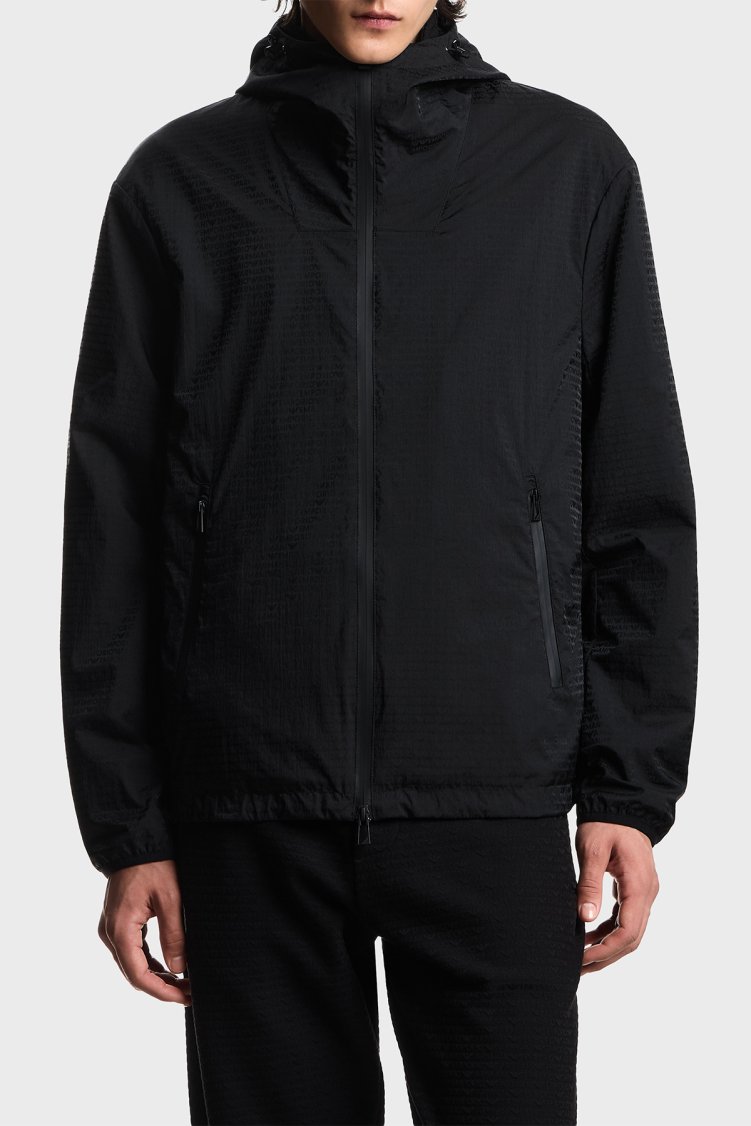 Emporio Armani Regular Fit Logolu Kapüşon Yaka Erkek Mont EM004952 AF15384 UC001 SİYAH - Emporio Armani