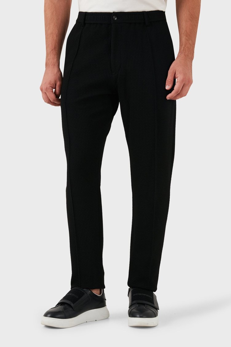 Emporio Armani Regular Fit Normal Bel Düz Paça Erkek Pantolon EM000440 TE11235 UC001 SİYAH - Emporio Armani