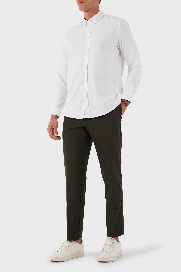 Emporio Armani Regular Fit Normal Bel Düz Paça Klasik Erkek Pantolon EM001505 AF18502 U8120 HAKİ - Emporio Armani