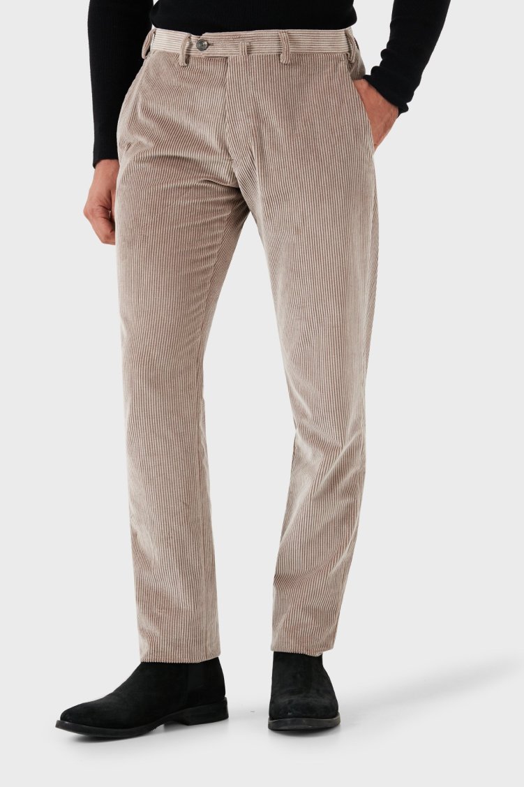 Emporio Armani Regular Fit Pamuklu Normal Bel Kadife Erkek Pantolon EM000076 TE11124 U6171 BEJ - Emporio Armani