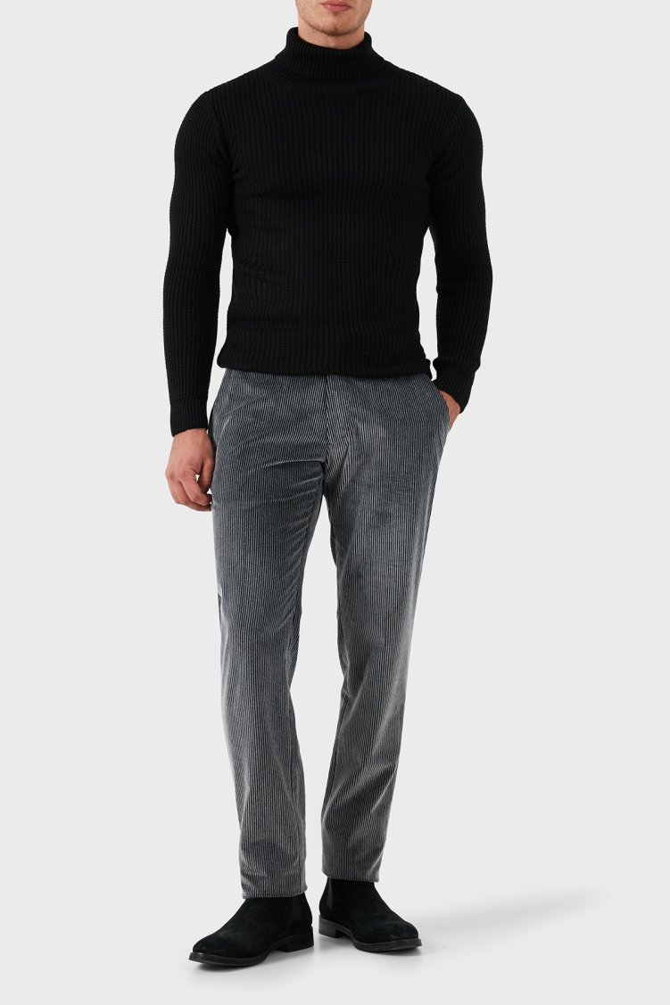 Emporio Armani Regular Fit Pamuklu Normal Bel Kadife Erkek Pantolon EM000076 TE11124 U8124 ANTRASİT - Emporio Armani
