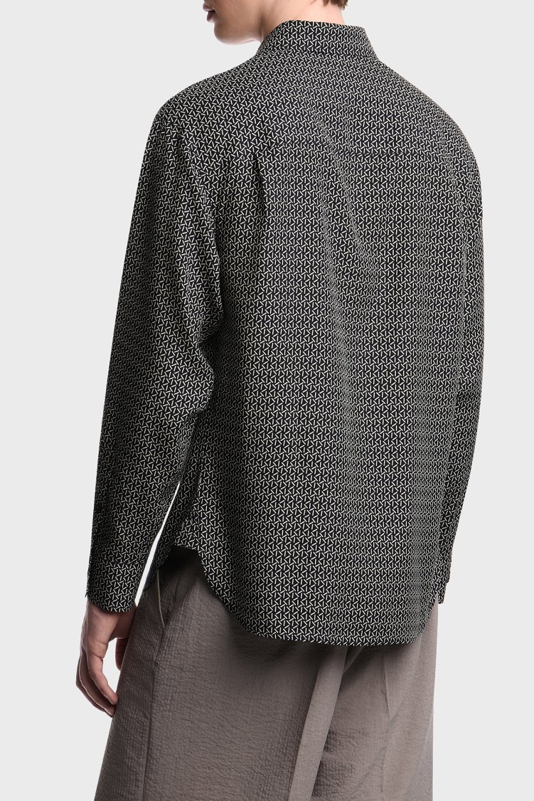 Emporio Armani Relaxed Fit Baskılı Uzun Kollu Erkek Gömlek EM004178 AF14214 FB459 SİYAH - Emporio Armani (1)