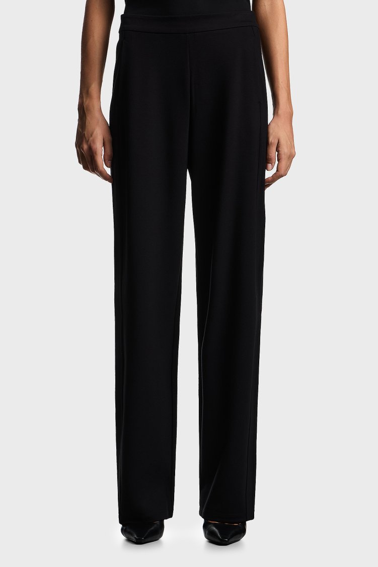 Emporio Armani Relaxed Fit Lastikli Bel Geniş Paça Kadın Pantolon EW002921 AF12911 UC001 SİYAH - Emporio Armani