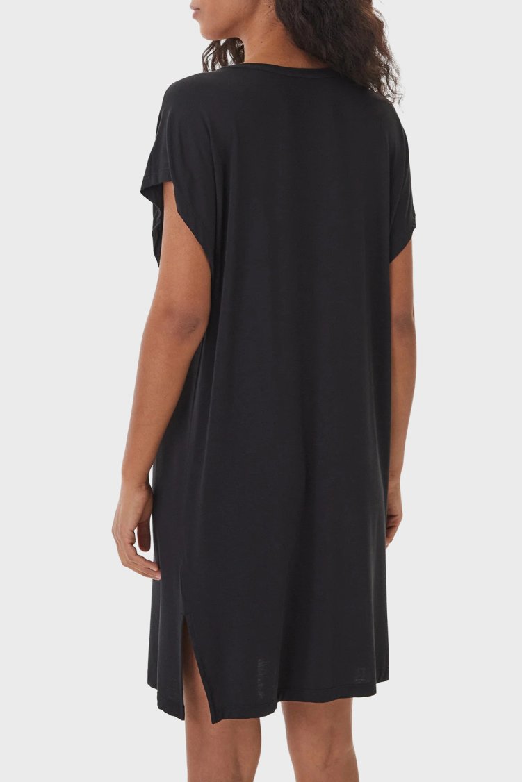 Emporio Armani Relaxed Fit Logolu Yuvarlak Yaka Kadın Elbise EW002965 AF19024 UC001 SİYAH - Emporio Armani (1)