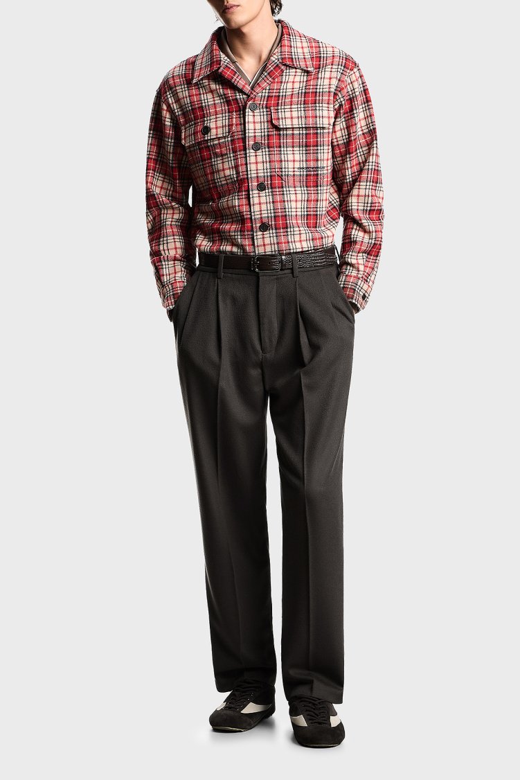 Emporio Armani Relaxed Fit Normal Bel Düz Paça Pileli Yün Erkek Pantolon EM003287 AF17835 U8112 ANTRASİT - Emporio Armani (1)