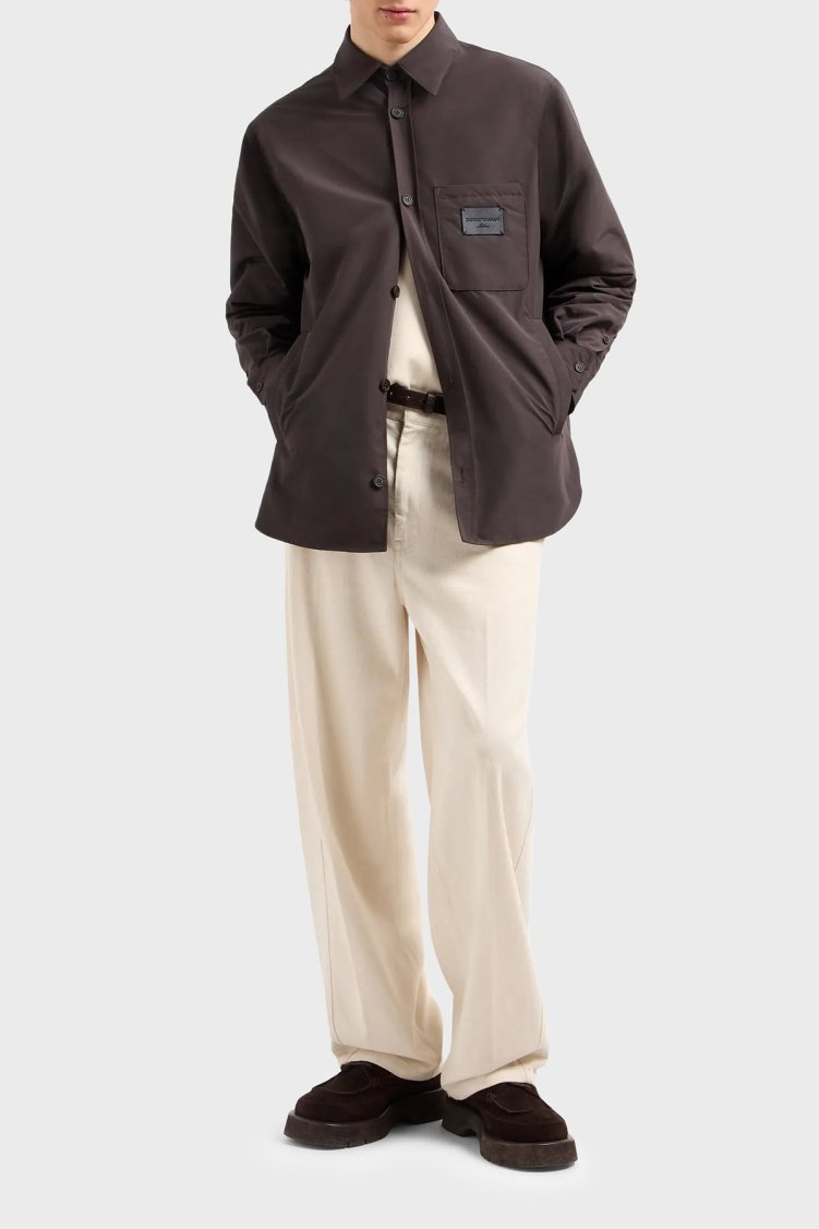 Emporio Armani Relaxed Fit Yama Cepli ve Logo Yamalı Erkek Gömlek Ceket EM001629 AF13770 U8168 SİYAH - Emporio Armani (1)