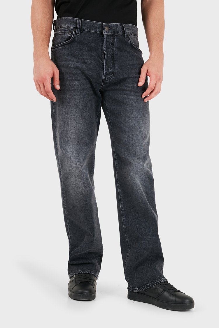 Emporio Armani Relaxed Straight Fit Normal Bel Düz Paça Jeans Erkek Kot Pantolon EM006486 AF29665 M8001 Gri - Emporio Armani