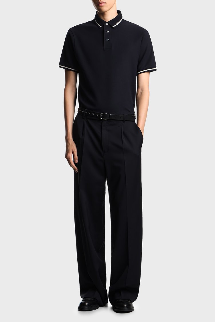 Emporio Armani Şerit Detaylı Pamuklu Regular Fit Düğmeli Erkek Polo Yaka T Shirt EM003003 AF10497 UB118 LACİVERT - Emporio Armani (1)