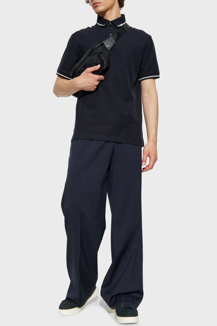 Emporio Armani Şerit Detaylı Pamuklu Regular Fit Düğmeli Yaka T Shirt Erkek Polo EM003003 AF10497 UC001 SİYAH - Emporio Armani (1)