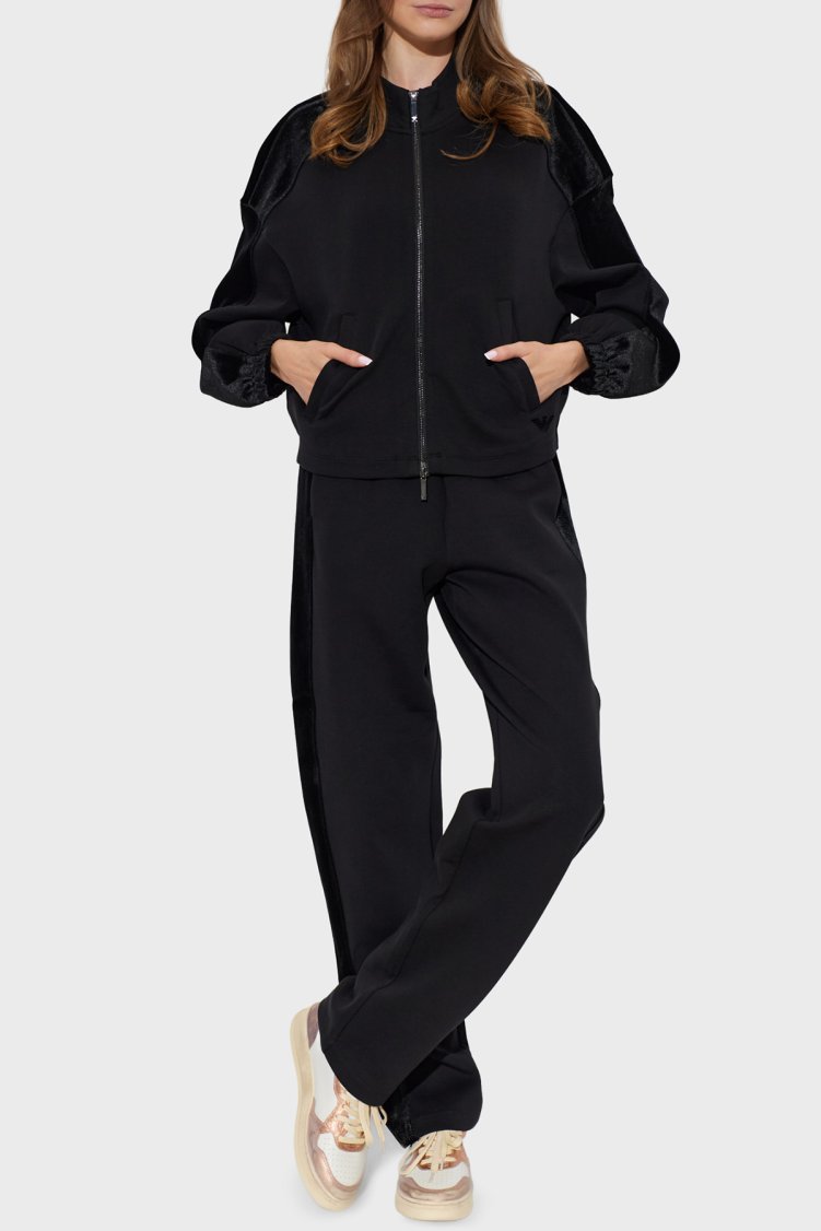 Emporio Armani Şönil ŞErit Detaylı Logolu Pamuklu Kadın Ceket EW004206 AF10002 UC001 Siyah - Emporio Armani (1)