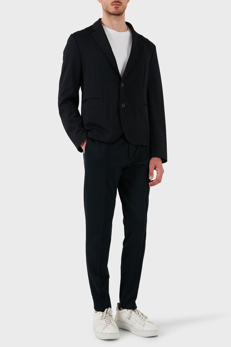 Emporio Armani Streç Mikro Dokuma Regular Fit Blazer Erkek Ceket EM000069 TE13591 UC001 SİYAH - Emporio Armani (1)