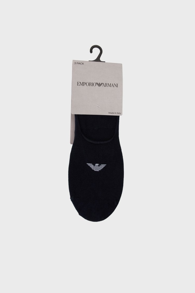 Emporio Armani Streç Pamuklu 3 Pack Babet Erkek Çorap EM000548 AF14446 MB082 MAVİ - Emporio Armani (1)