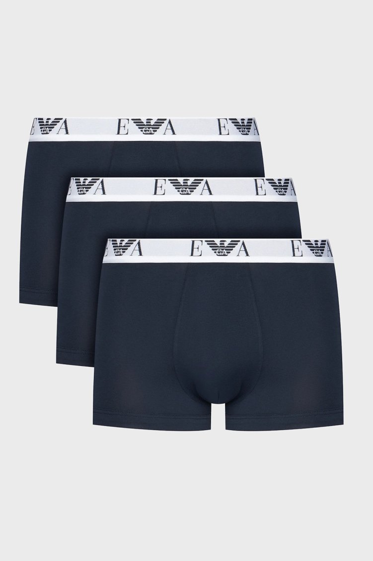 Emporio Armani Streç Pamuklu 3 Pack Erkek Boxer EM000259 AF14131 MB139 LACİVERT - Emporio Armani