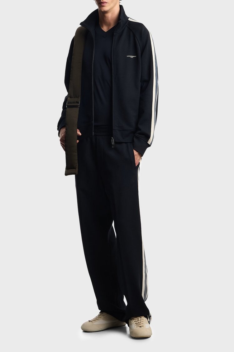 Emporio Armani Streç Pamuklu Regular Fit Normal Bel Bol Paça Jogger Erkek Pantolon EM002873 AF13488 UB118 LACİVERT - Emporio Armani (1)