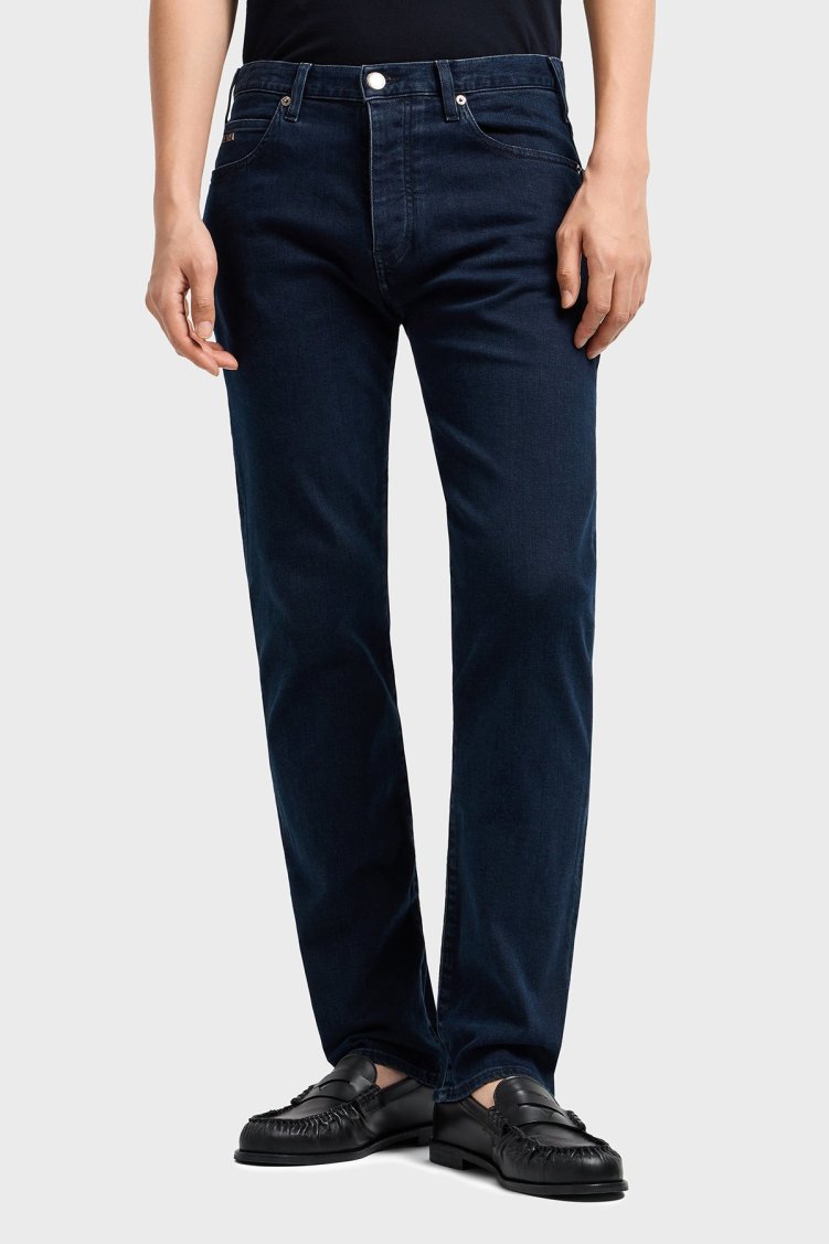 Emporio Armani Streç Pamuklu Regular Fit Normal Bel Düz Paça Jeans Erkek Kot Pantolon EM000121 AF14119 MB002 LACİVERT - Emporio Armani