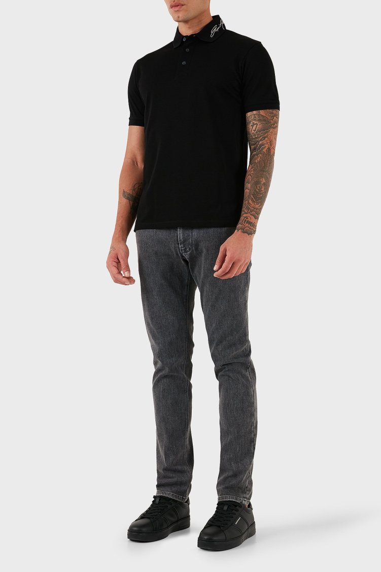 Emporio Armani Streç Pamuklu Skinny Fit Düşük Bel Dar Paça Jeans Erkek Kot Pantolon EM000121 AF17494 M8001 GRİ - Emporio Armani