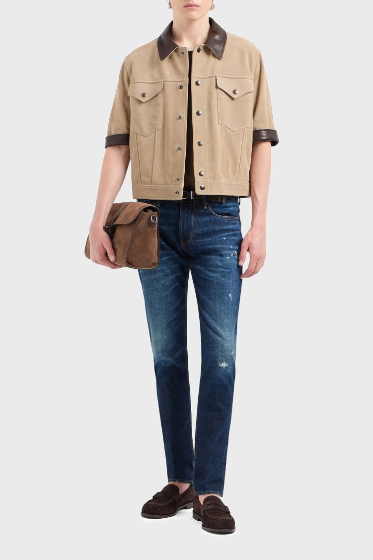 Emporio Armani Streç Pamuklu Slim Fit Düşük Bel Dar Paça Jeans Erkek Kot Pantolon EM000121 AF13281 MB001 LACİVERT - Emporio Armani (1)