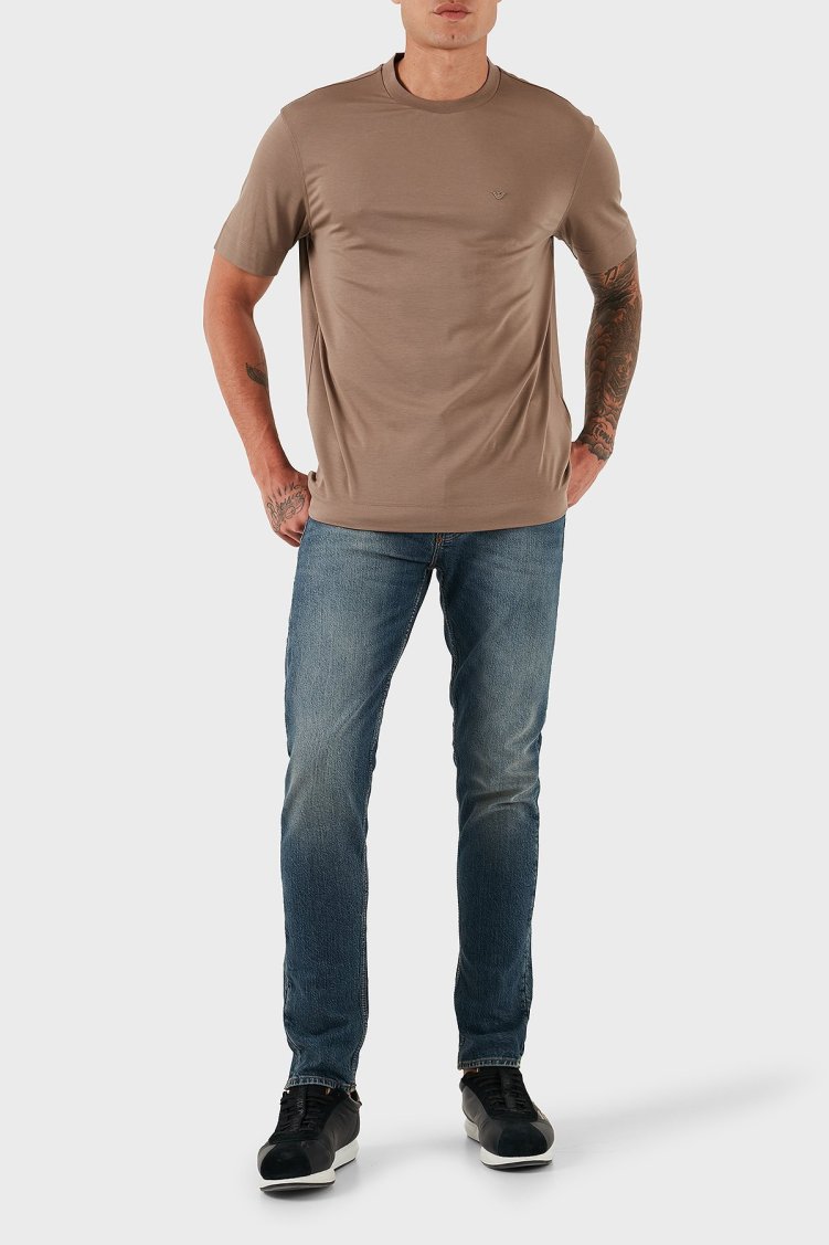 Emporio Armani Streç Pamuklu Slim Fit Düşük Bel Dar Paça Jeans Erkek Kot Pantolon EM000668 AF14297 MB002 LACİVERT - Emporio Armani