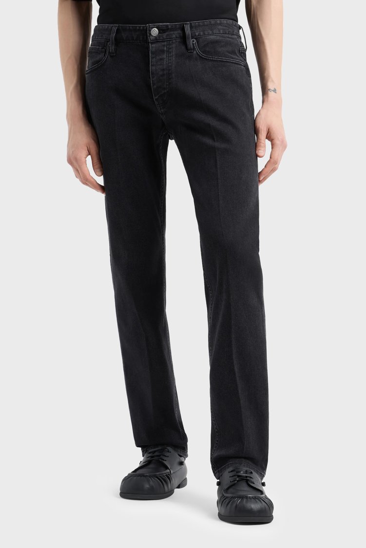 Emporio Armani Streç Pamuklu Slim Fit Düşük Bel Jeans Erkek Kot Pantolon 6D1J75 1DTMZ 0005 SİYAH - Emporio Armani