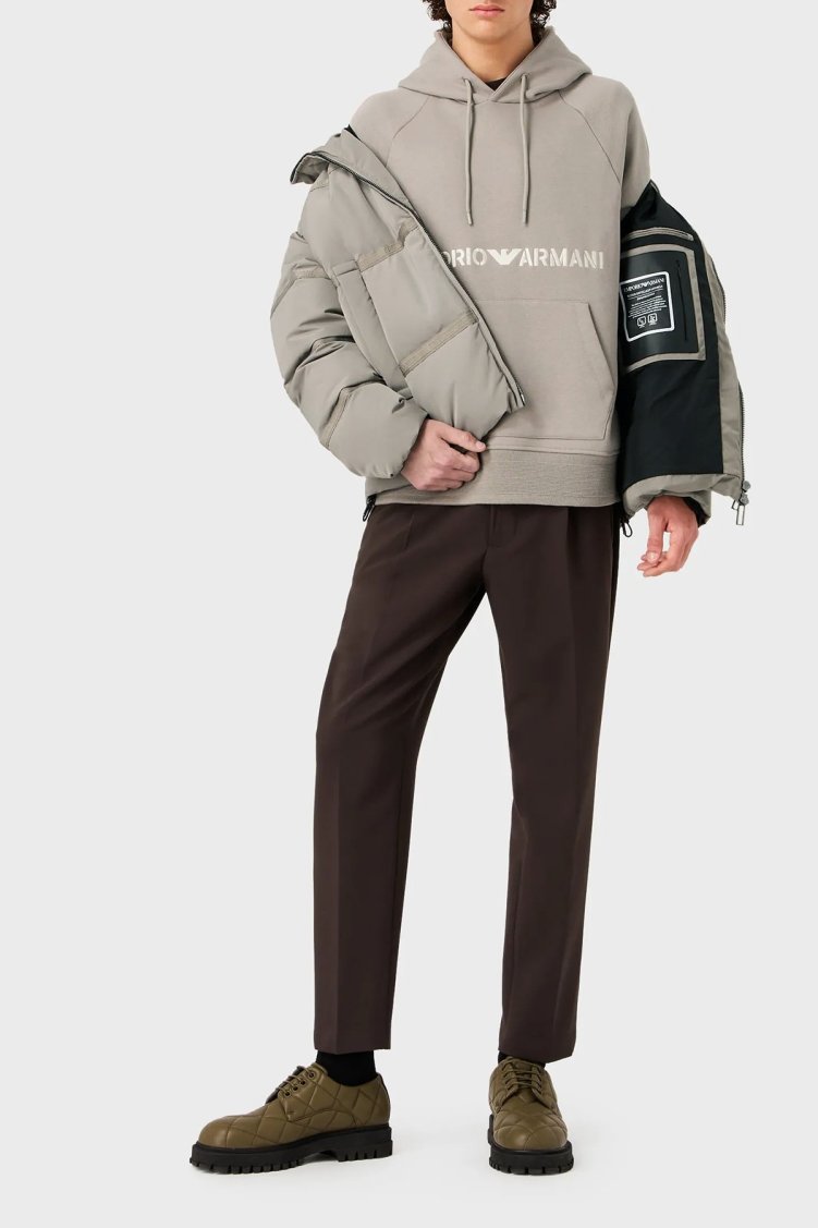 Emporio Armani Su Geçirmez Kuş Tüyü Dolgulu Şişme Erkek Mont 6R1B90 1NCFZ 0643 GRİ - Emporio Armani (1)
