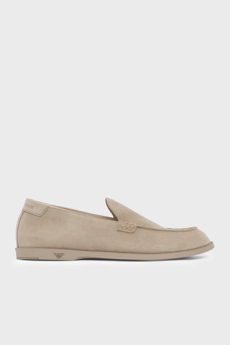 Emporio Armani Süet Deri Loafer Erkek Ayakkabı EM004941 AF23967 U6092 TOPRAK - Emporio Armani