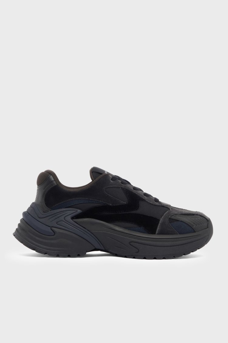 Emporio Armani Süet Detaylı Sneaker Erkek Ayakkabı EM004828 AF23184 MZ312 Siyah-lacivert - Emporio Armani