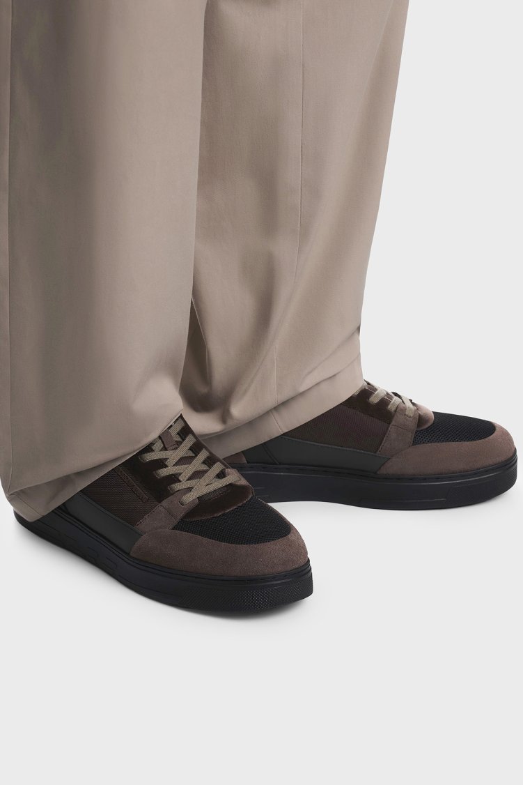 Emporio Armani Süet Detaylı Sneaker Erkek Ayakkabı EM004836 AF23155 M6489 Kahve-siyah - Emporio Armani (1)