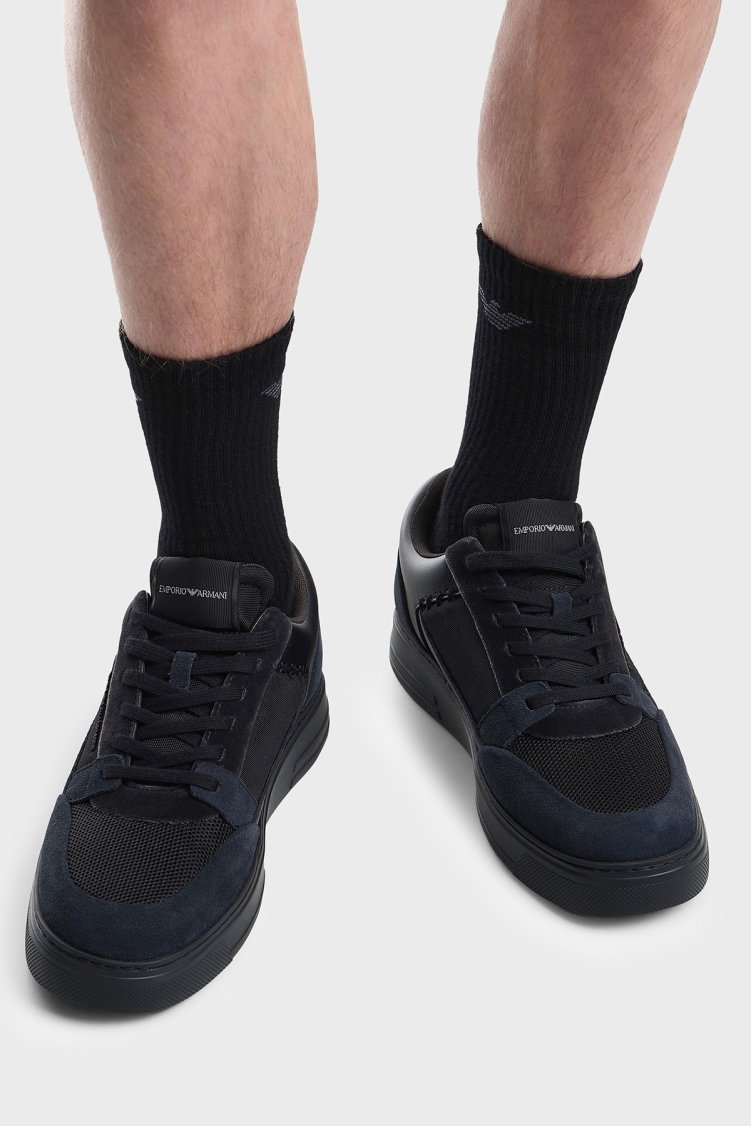 Emporio Armani Süet Detaylı Sneaker Erkek Ayakkabı EM004836 AF23155 MZ312 Siyah-lacivert - Emporio Armani (1)