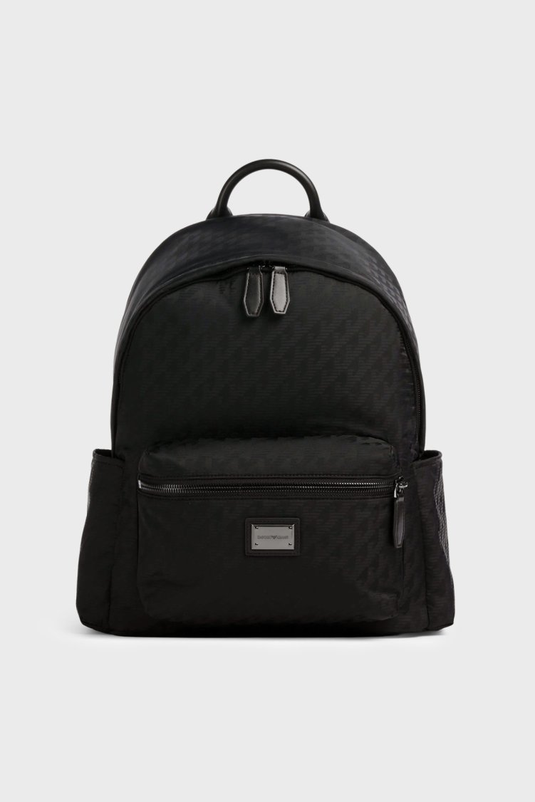Emporio Armani Tamamı Logolu Ayarlanabilir Askılı Erkek Sırt Çantası EM006665 AF28798 UC001 Siyah - Emporio Armani