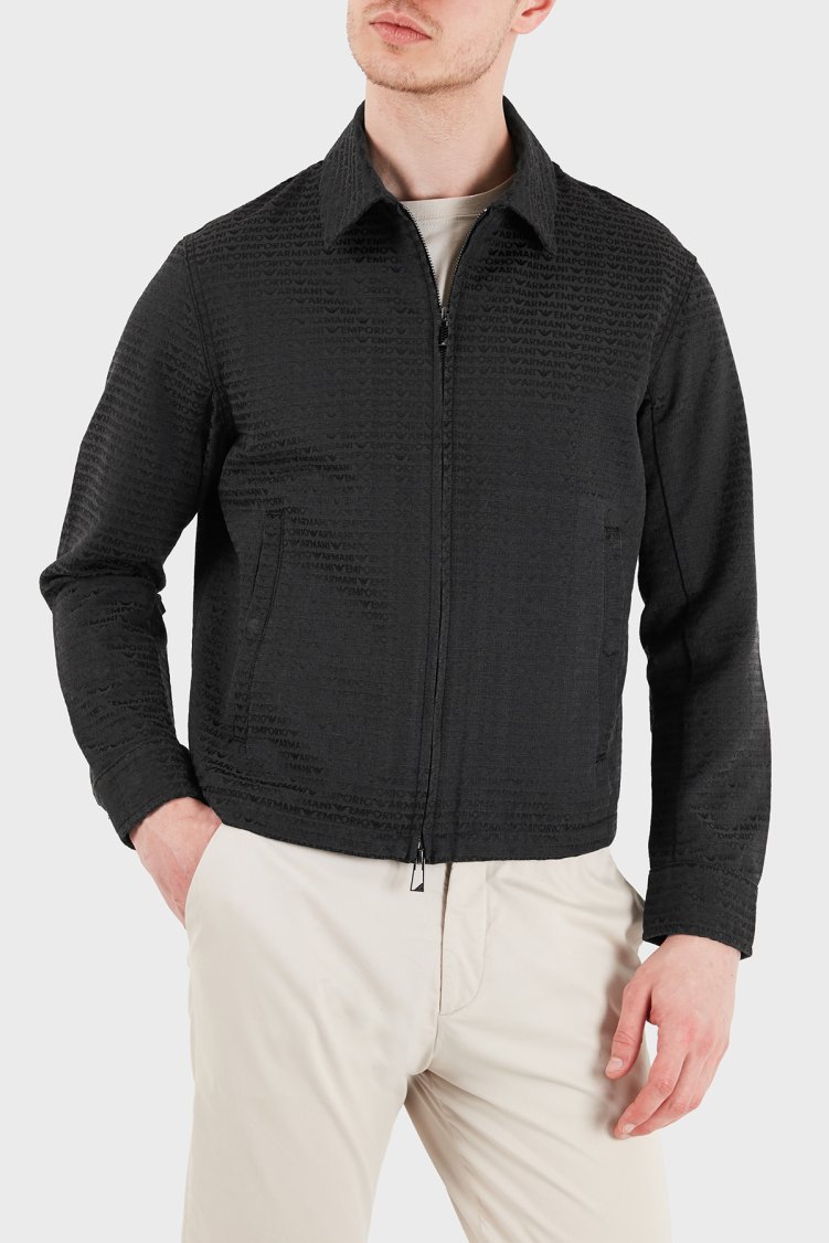 Emporio Armani Tamamı Logolu Pamuklu Regular Fit Erkek Mont EM004955 AF13688 U8168 SİYAH - Emporio Armani