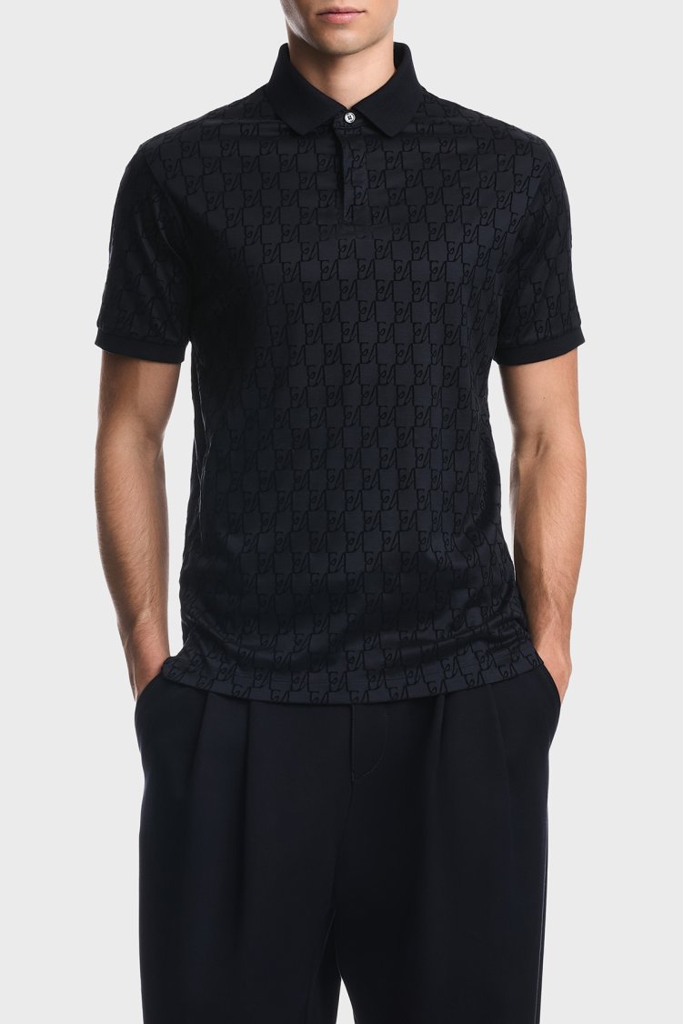 Emporio Armani Tamamı Logolu Pamuklu Regular Fit Erkek Polo EM007339 AF10017 FB569 Lacivert - Emporio Armani