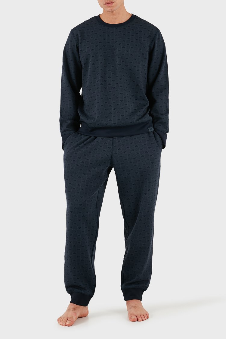 Emporio Armani Tamamı Logolu Regular Fit Bisiklet Yaka Erkek Sweat EM000520 AF14992 FB056 MAVİ - Emporio Armani (1)