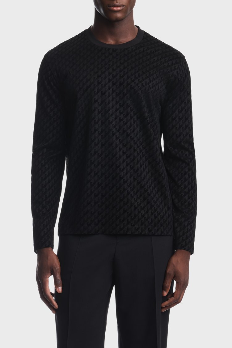 Emporio Armani Tamamı Logolu Regular Fit Bisiklet Yaka Erkek T Shirt EM007338 AF10017 FC375 Siyah - Emporio Armani