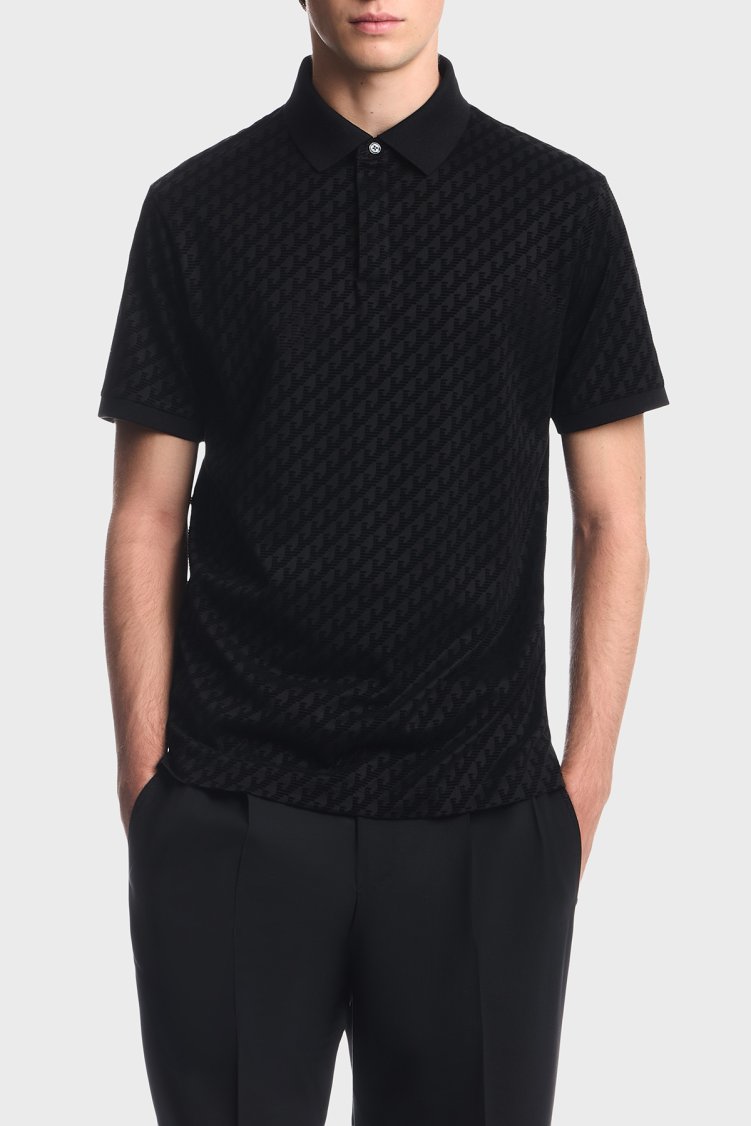 Emporio Armani Tamamı Logolu Regular Fit Düğmeli Erkek Polo EM007339 AF10017 FC375 Siyah - Emporio Armani