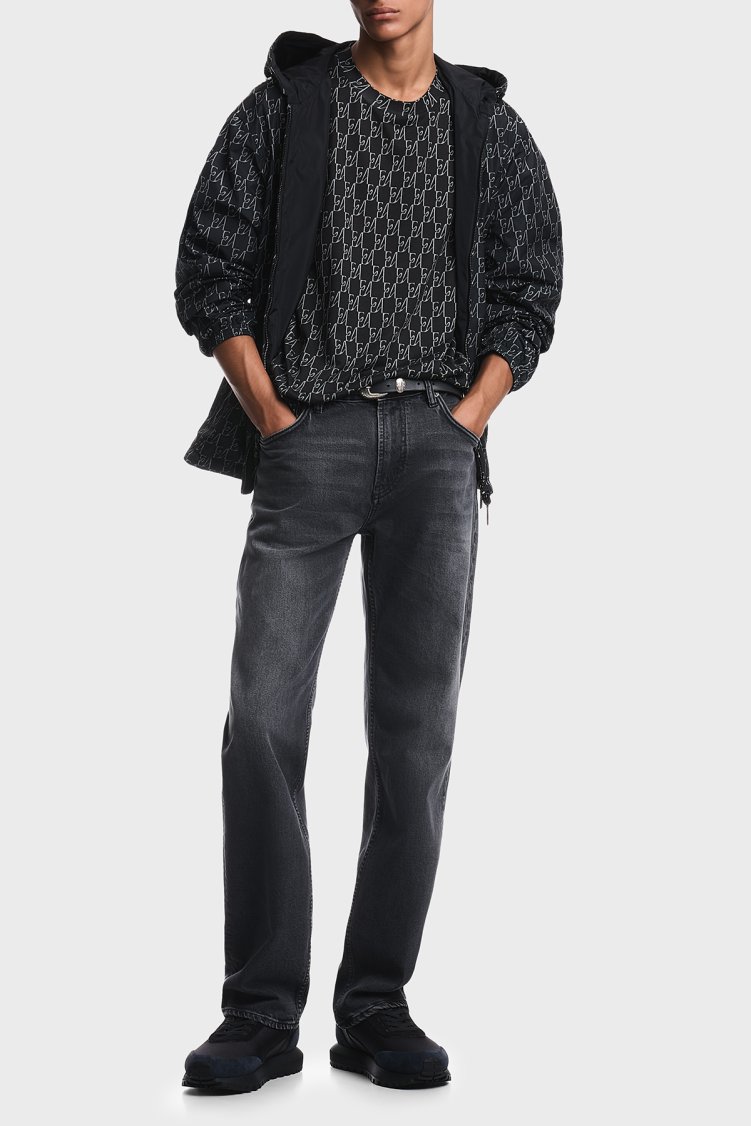 Emporio Armani Tamamı Logolu Suya Dayanıklı Kapüşonlu Erkek Ceket EM006751 AF12021 FB517 Lacivert - Emporio Armani (1)