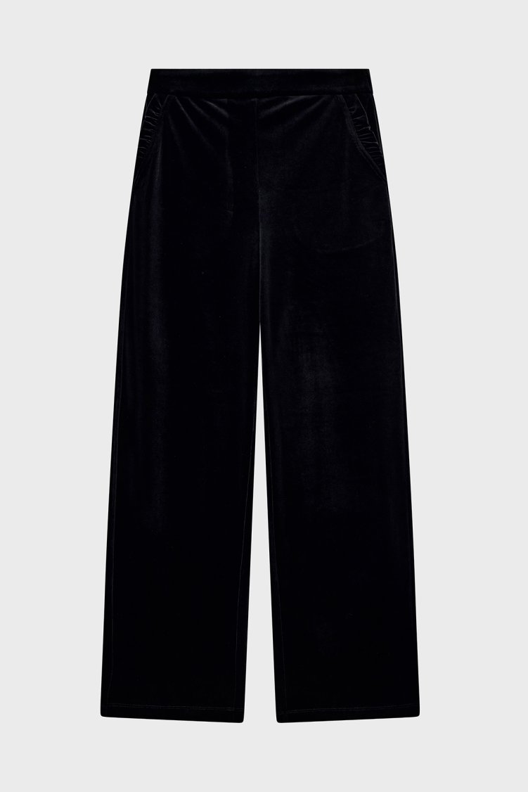 Emporio Armani Wide Leg Fit Yüksel Bel Kadın Pantolon EW004149 AF13341 UC001 Siyah - Emporio Armani