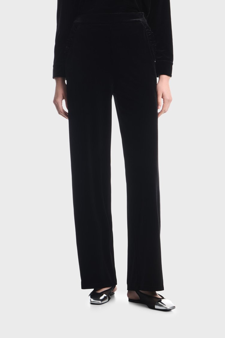 Emporio Armani Wide Leg Fit Yüksel Bel Kadın Pantolon EW004149 AF13341 UC001 Siyah - Emporio Armani