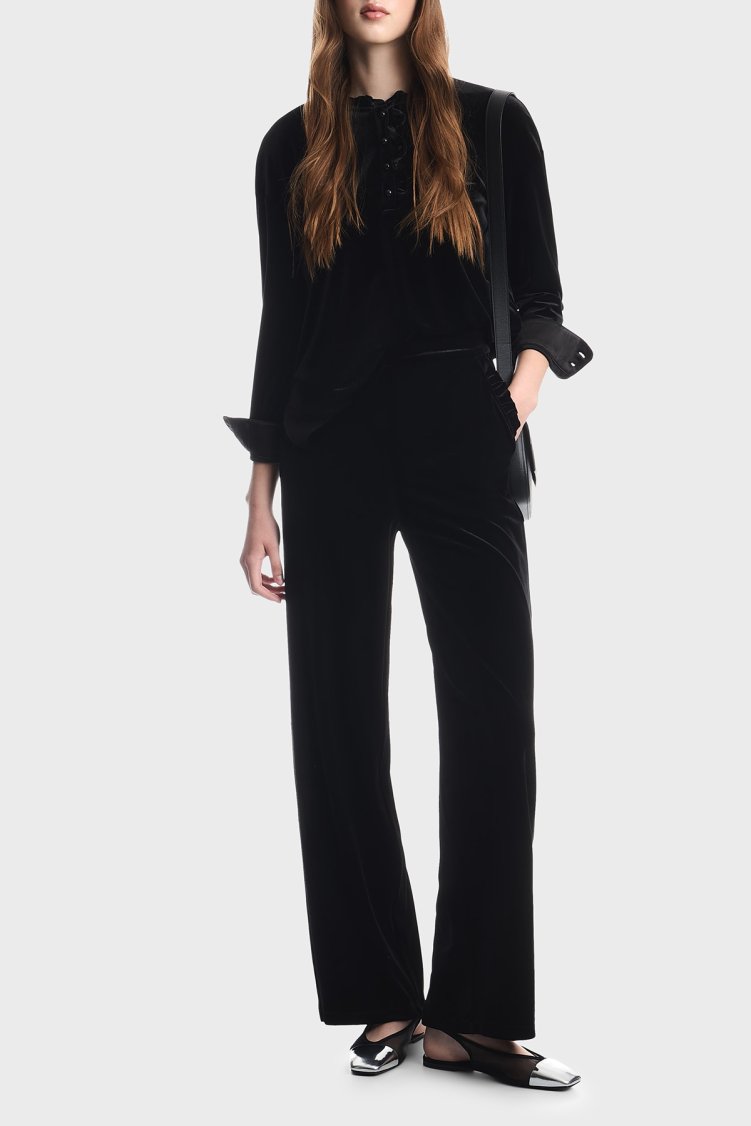 Emporio Armani Wide Leg Fit Yüksel Bel Kadın Pantolon EW004149 AF13341 UC001 Siyah - Emporio Armani (1)
