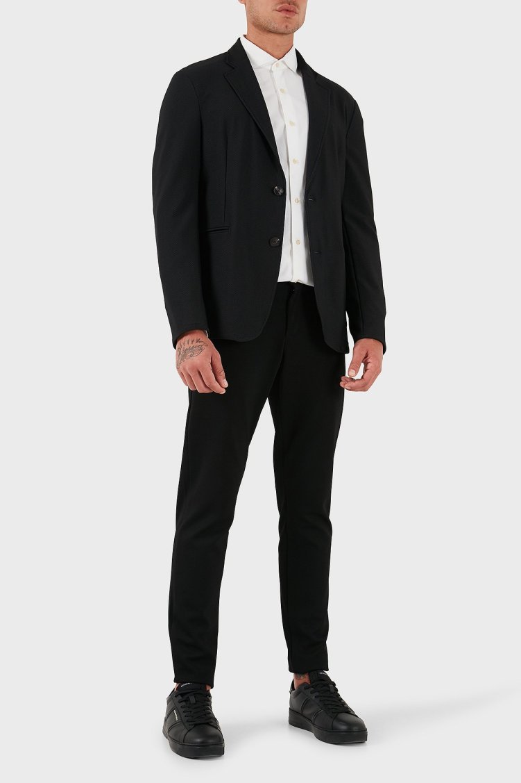 Emporio Armani Yırtmaçlı Slim Fit Mono Yaka Mikro Dokuma Erkek Ceket EM000142 TE11109 UC001 SİYAH - Emporio Armani (1)