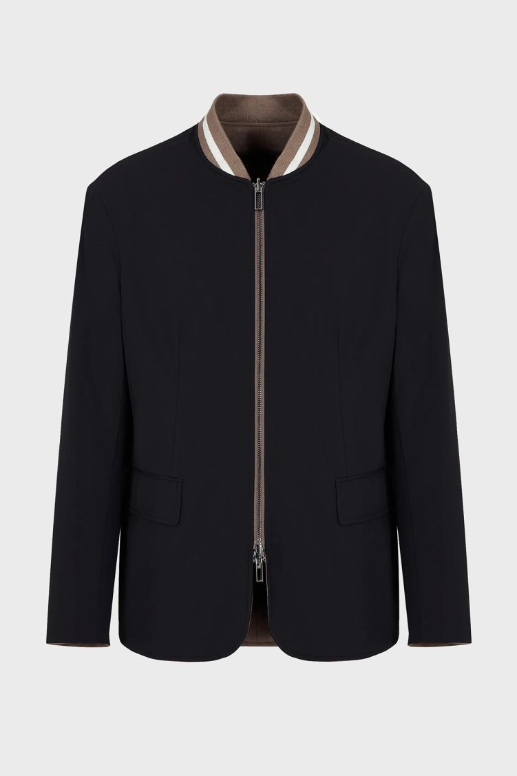 Emporio Armani Yün Karışımlı Fermuarlı Çift Taraflı Blazer Erkek Ceket 6R1G74 1NFVZ 0440 SÜTLÜ KAHVE - Emporio Armani (1)