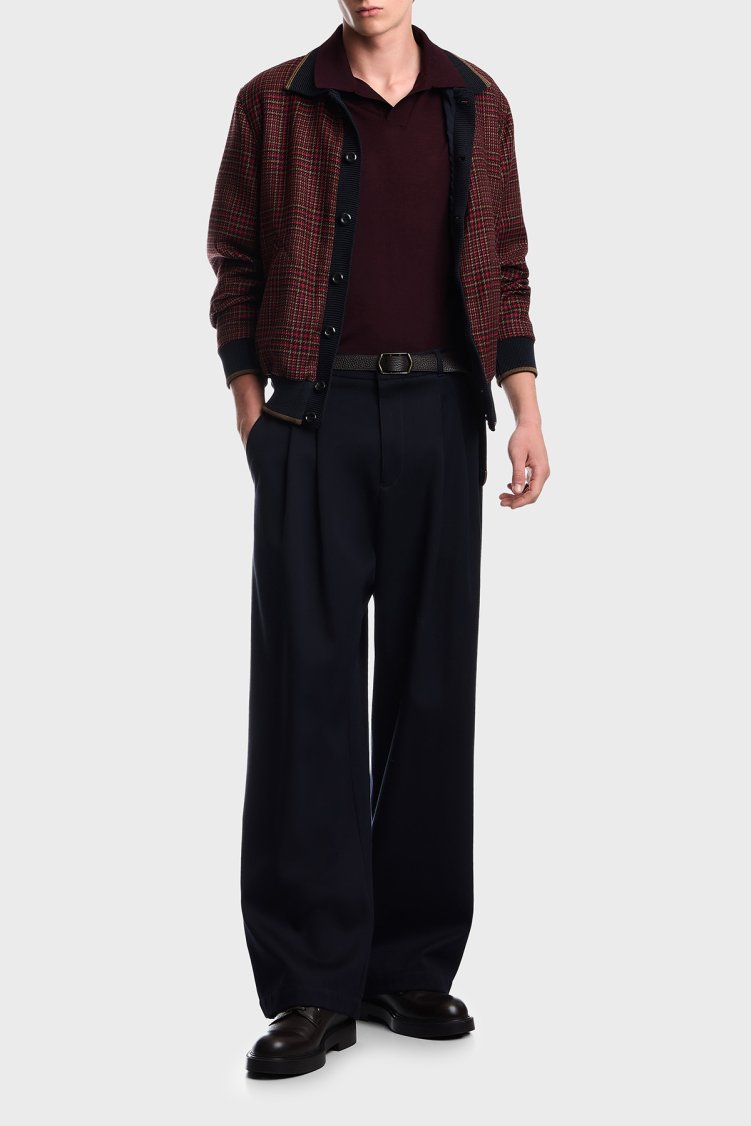 Emporio Armani Yün ve İpek Karışımlı Kısa Kollu Erkek Polo EM006444 AF29802 UA331 Bordo - Emporio Armani (1)