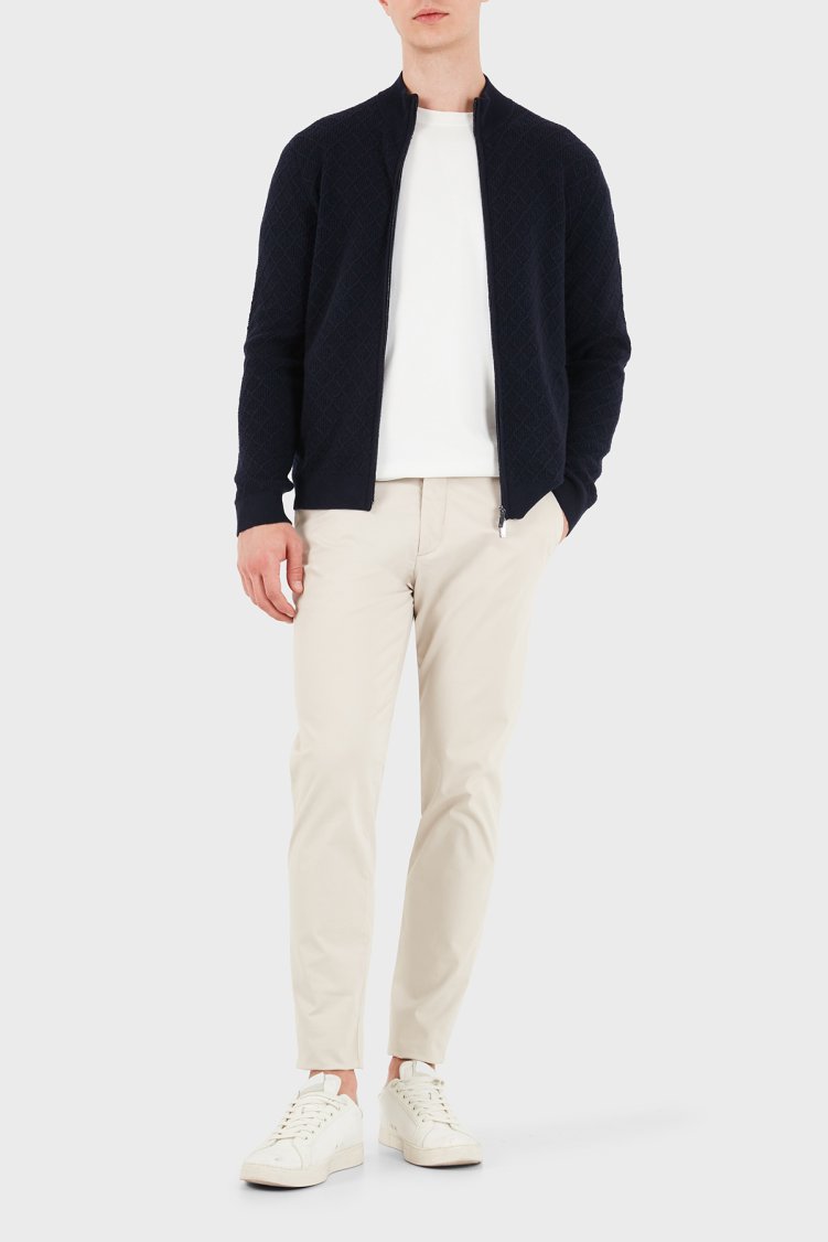 Emporio Armani Yün ve Kaşmir Karışımlı Dik Yaka Fermuarlı Erkek Hırka EM007388 AF29684 MB109 Lacivert - Emporio Armani (1)